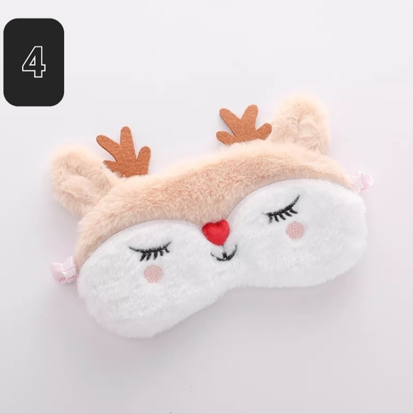 2sets Eye cover sleeping mask plush christmas gift fluff cute deer - Picture 5 of 12